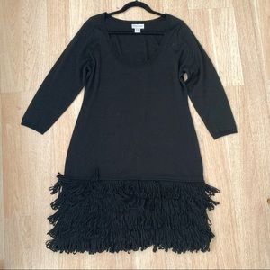 Soft Surroundings Black Wool Dress w Frizzy Skirt